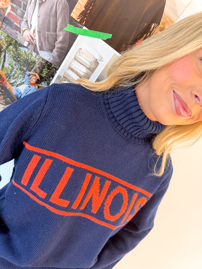Gameday Social Illinois Railway Sweater Rolled Turtleneck – women's sweater