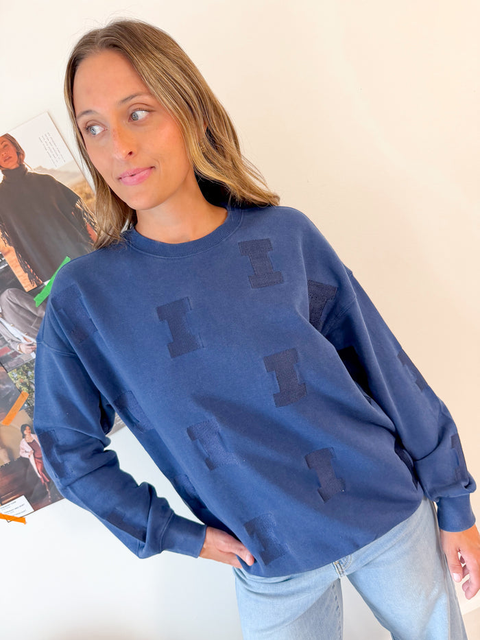 Gameday Social Illinois Ritter Repeat Lantern Sleeve Crew – women's sweatshirt