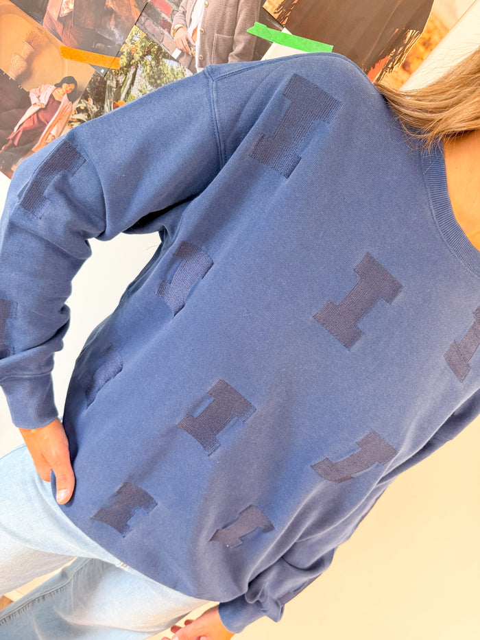 Gameday Social Illinois Ritter Repeat Lantern Sleeve Crew – women's sweatshirt