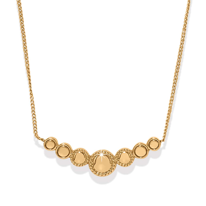 Brighton necklace with graduated gold-plated round beads on a delicate chain on a white background