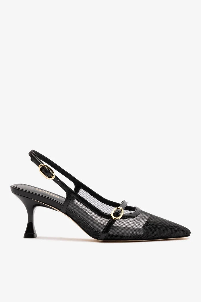 Ines Pump In Black Mesh and Leather Pump Larroudé