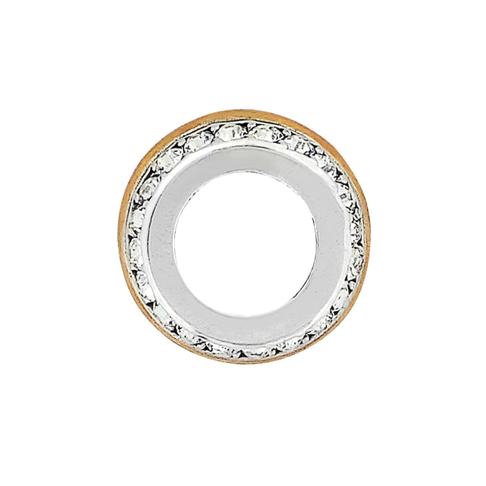 Brighton spacer charm with two-tone finish and crystal-lined edge shown from above on a white background