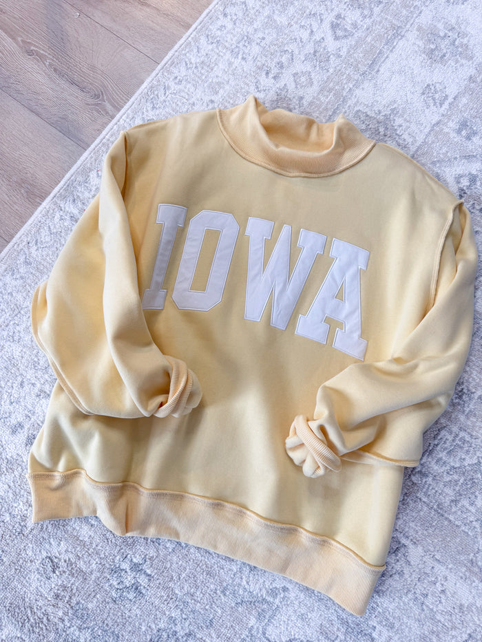 Bucketlist Iowa Embroidered Mock Neck Pullover – women's sweatshirt