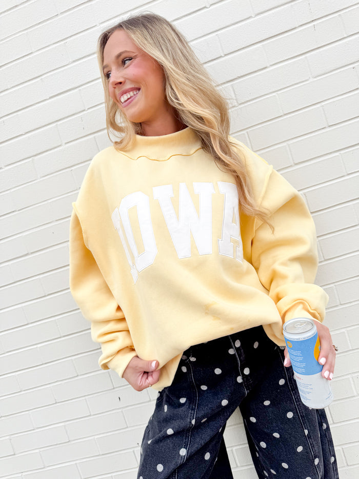 Bucketlist Iowa Embroidered Mock Neck Pullover – women's sweatshirt