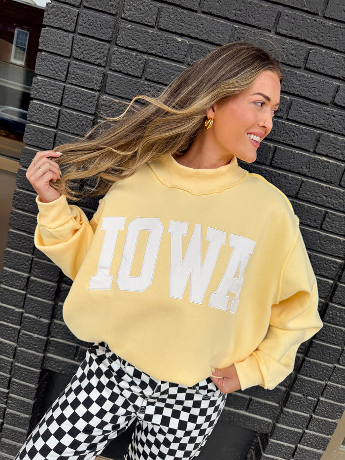 Bucketlist Iowa Embroidered Mock Neck Pullover – women's sweatshirt
