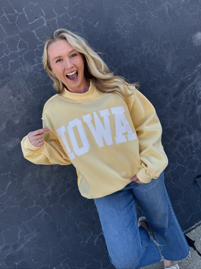 Bucketlist Iowa Embroidered Mock Neck Pullover – women's sweatshirt