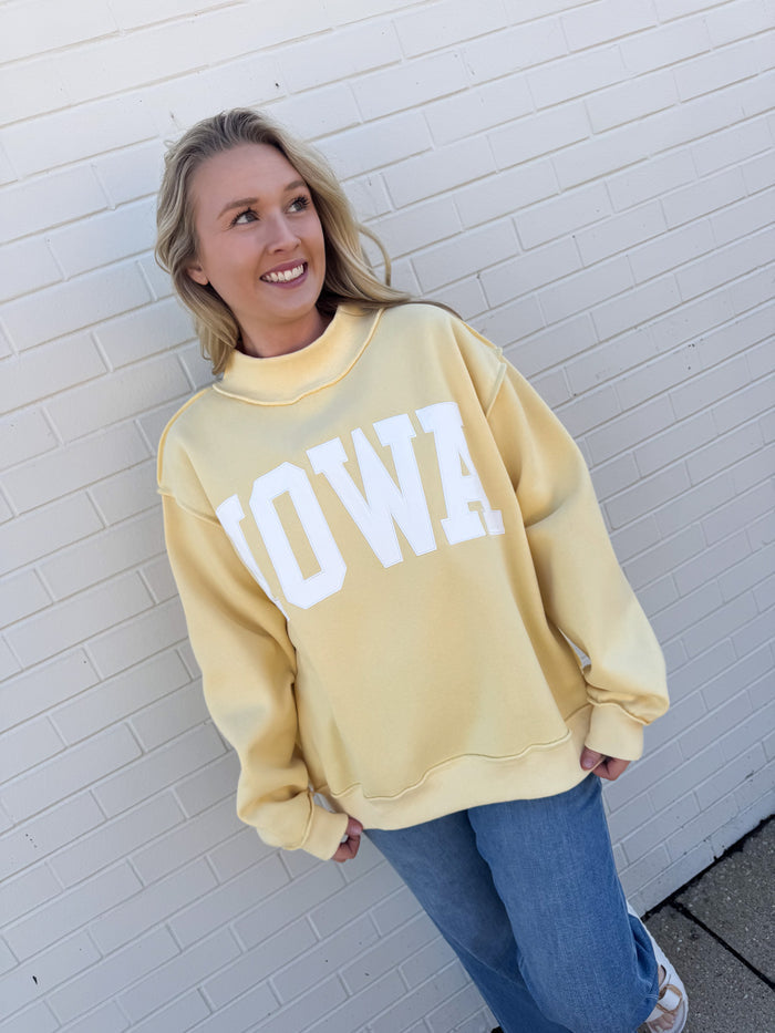 Bucketlist Iowa Embroidered Mock Neck Pullover – women's sweatshirt