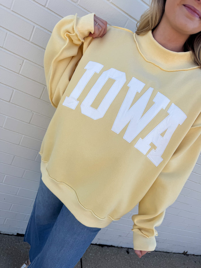 Bucketlist Iowa Embroidered Mock Neck Pullover – women's sweatshirt