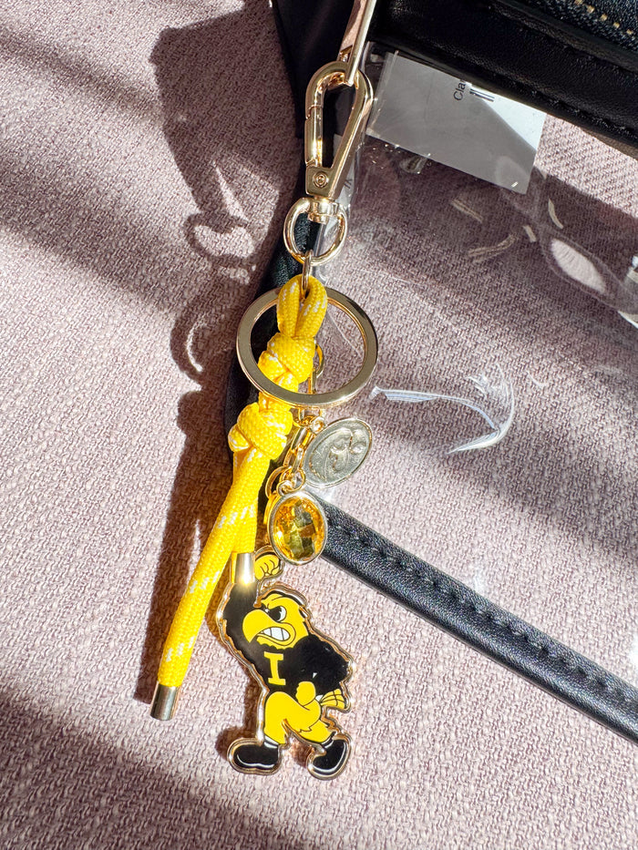 Iowa Hawkeyes Bag Charm in Gold & Shiny Gold