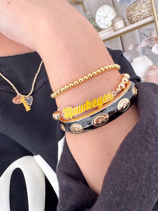 Iowa Hawkeyes Sculpted Enamel Logo Hinge Bangle in Black