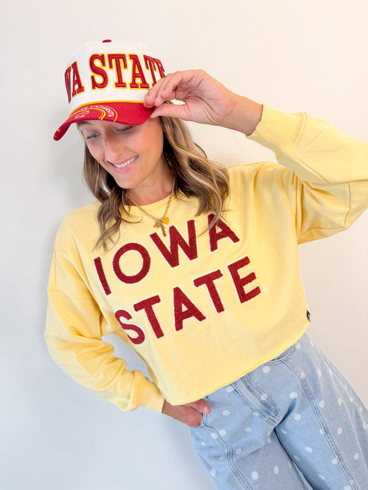 Gameday Social Iowa State Perkins Chenille Cropped Longsleeve – women's sweatshirt