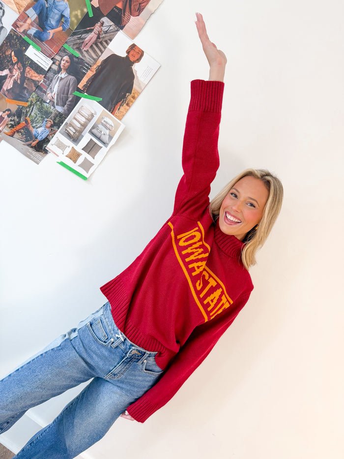 Gameday Social Iowa State Railway Rolled Turtleneck Sweater – women's sweater