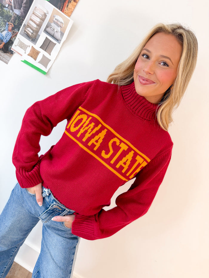 Gameday Social Iowa State Railway Rolled Turtleneck Sweater – women's sweater