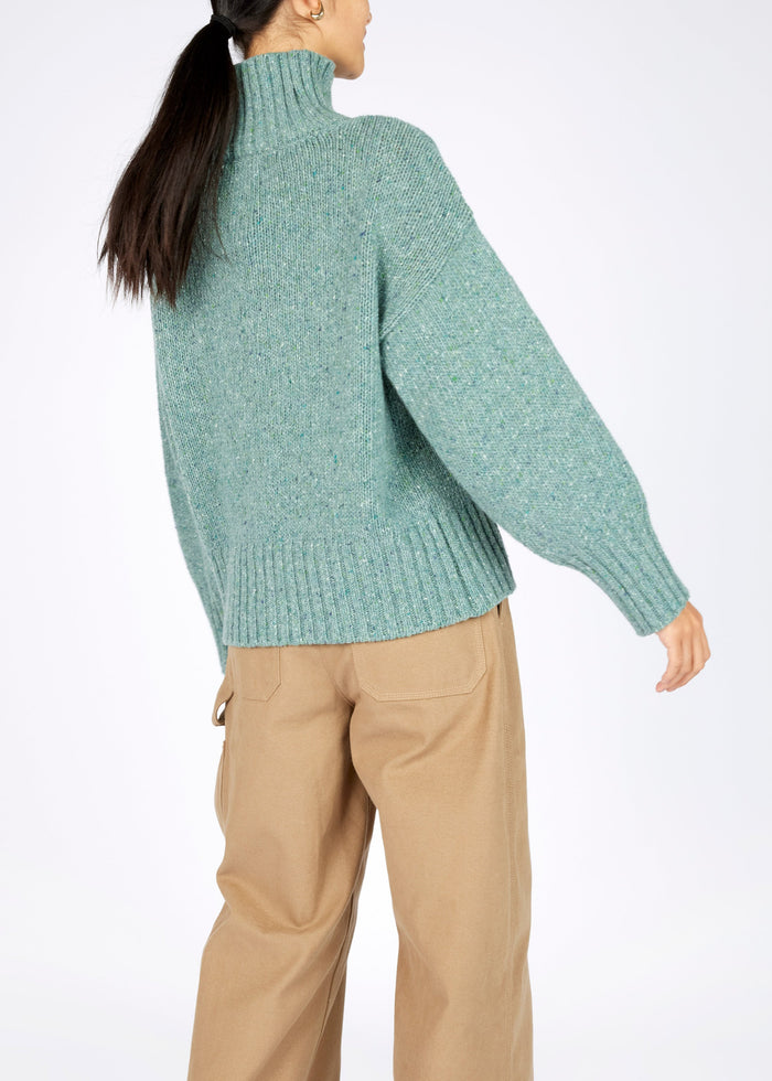 Irelands Eye Polo Neck Sweater | Ocean Mist | Wool Cashmere Blend