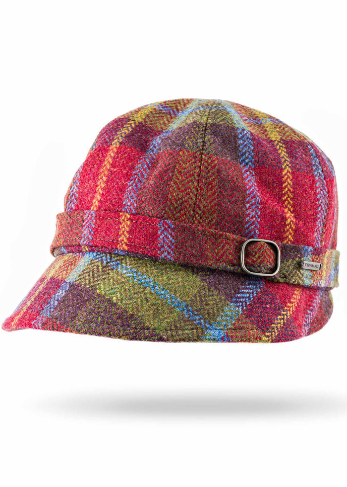 Irish Ladies Tweed Hat | Blue Green & Orange Plaid
