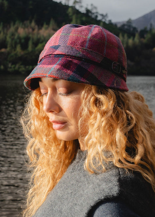 Irish Ladies Tweed Hat Blue Green | Pink & Navy Plaid