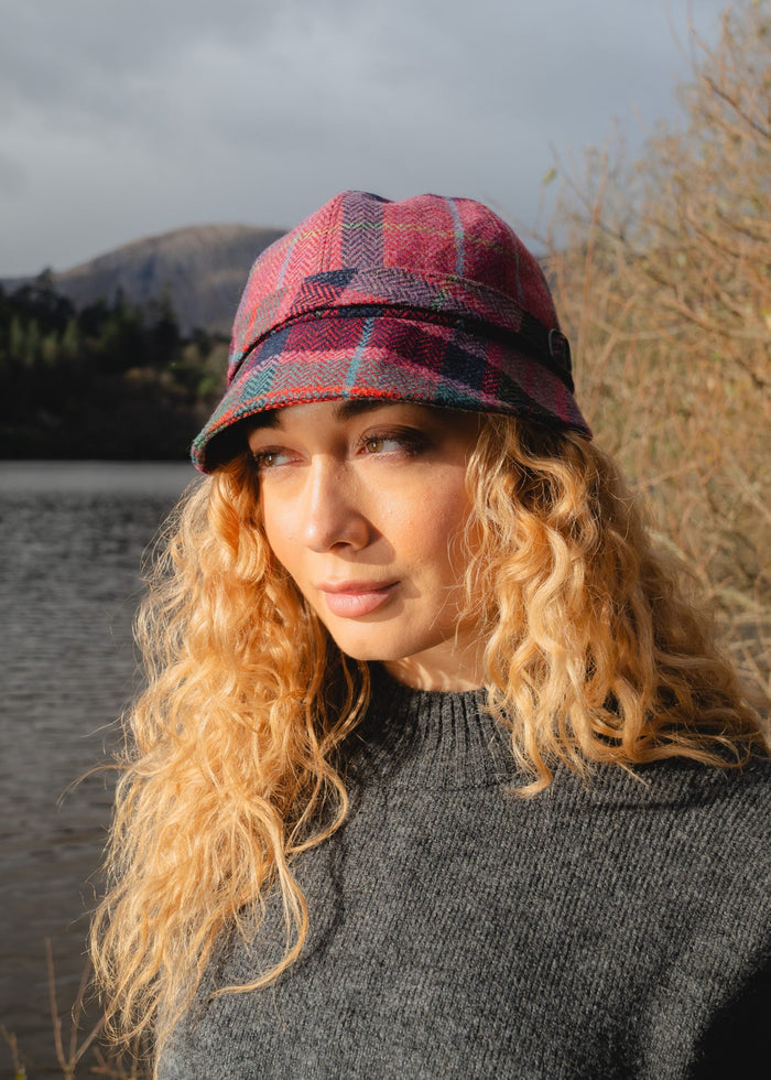 Irish Ladies Tweed Hat Blue Green | Pink & Navy Plaid