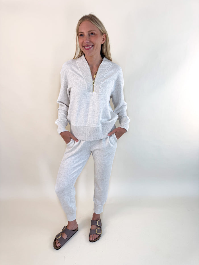 Varley Ivory Marl Slim Cuff Pant 27.5" – women's loungewear top