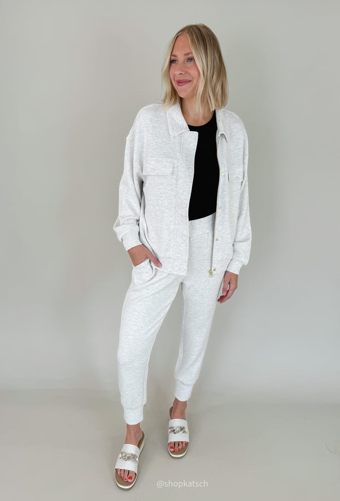 Varley Ivory Marl Slim Cuff Pant 27.5" – women's loungewear top
