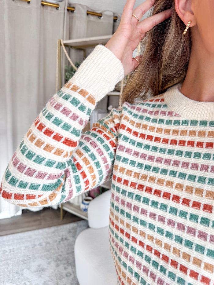 Staccato Jade Multicolored Textured Sweater – women's sweater