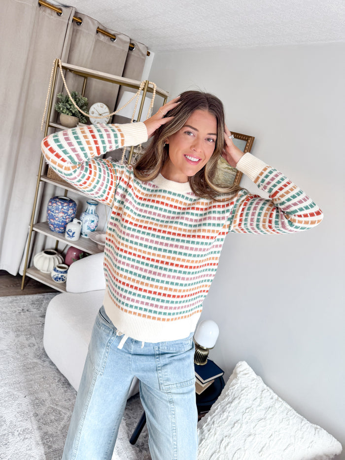 Staccato Jade Multicolored Textured Sweater – women's sweater