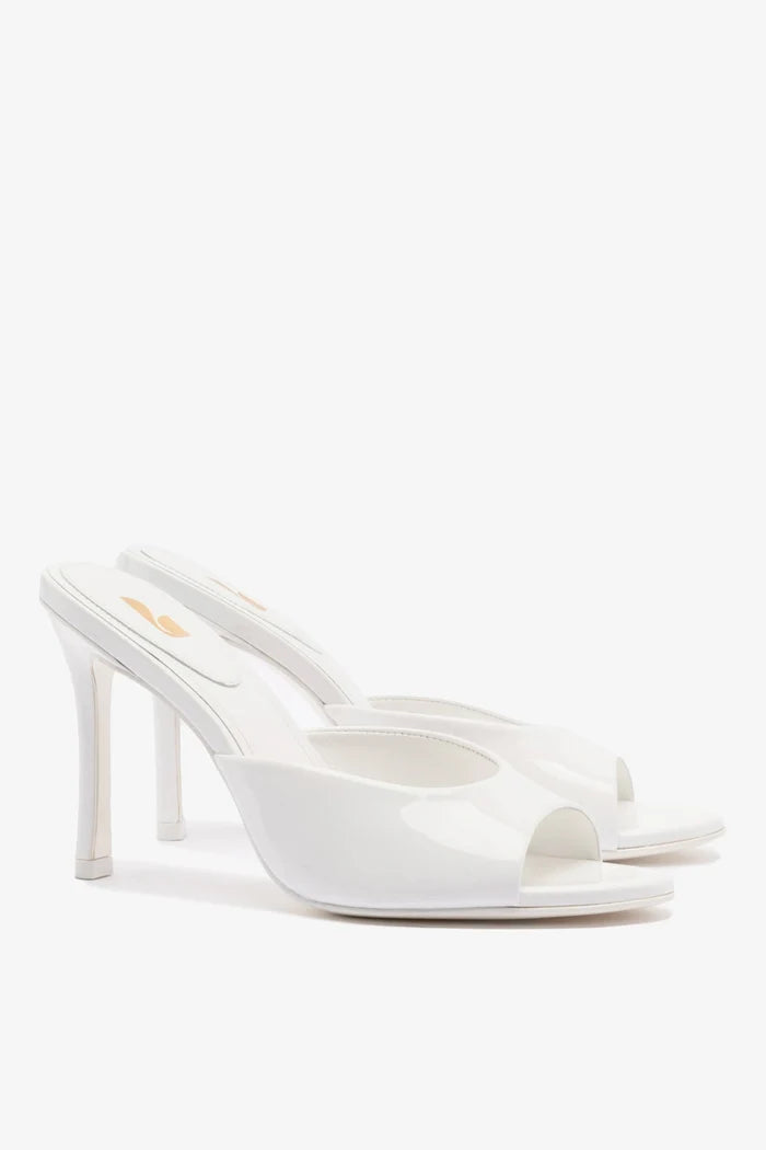 Jasmine Hi Mule In White Leather Mule Larroudé