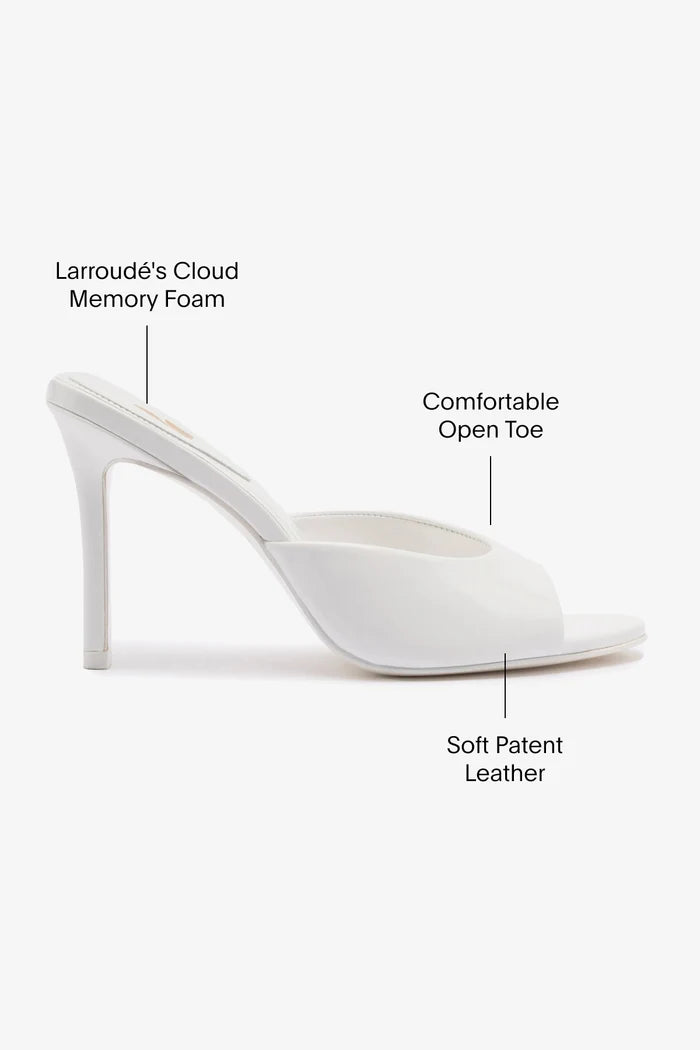 Jasmine Hi Mule In White Leather Mule Larroudé