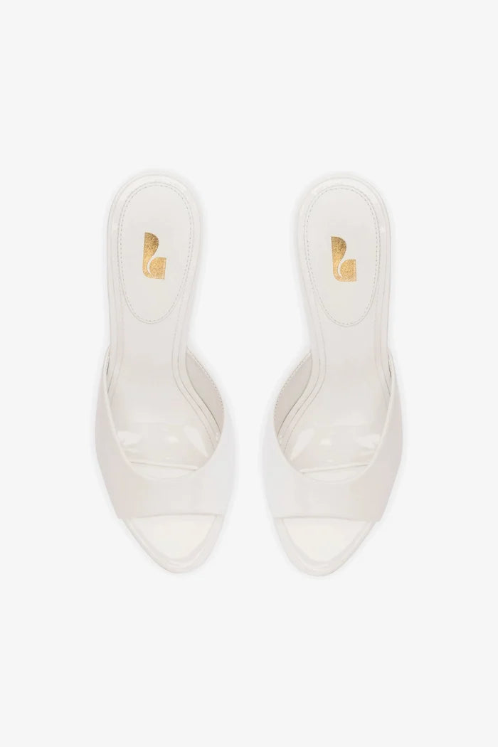 Jasmine Hi Mule In White Leather Mule Larroudé