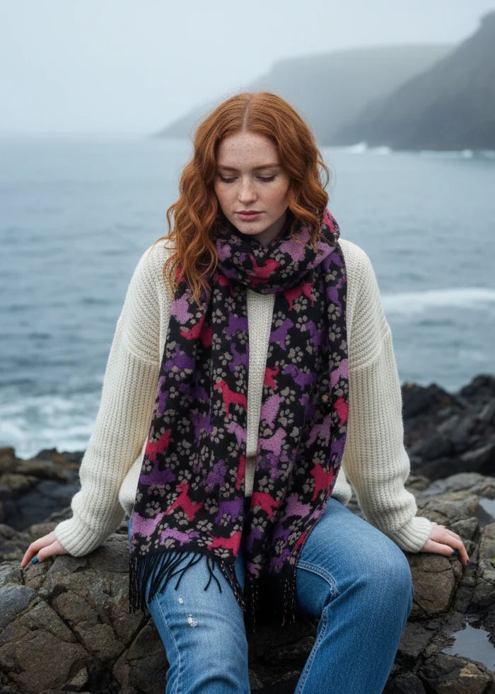 Jimmy Hourihan Fringed Dog Scarf | Black