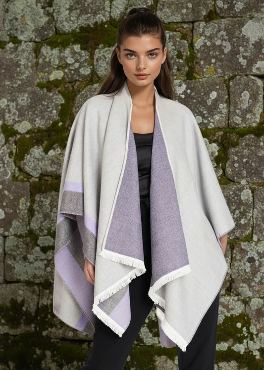 Jimmy Hourihan Fringed Shawl | Grey Lilac