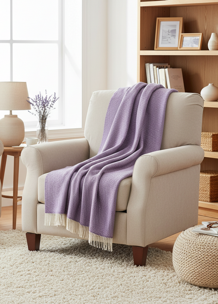 John Hanly Cashmere Throw - Lavender Purple