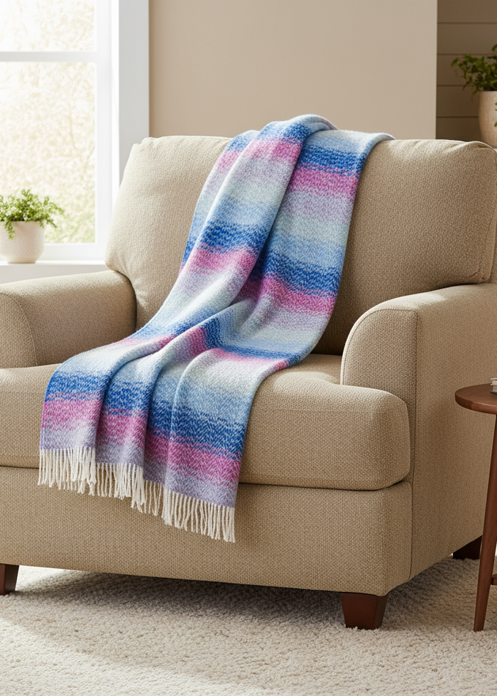 John Hanly Cashmere Throw | Blue Lavender Purple