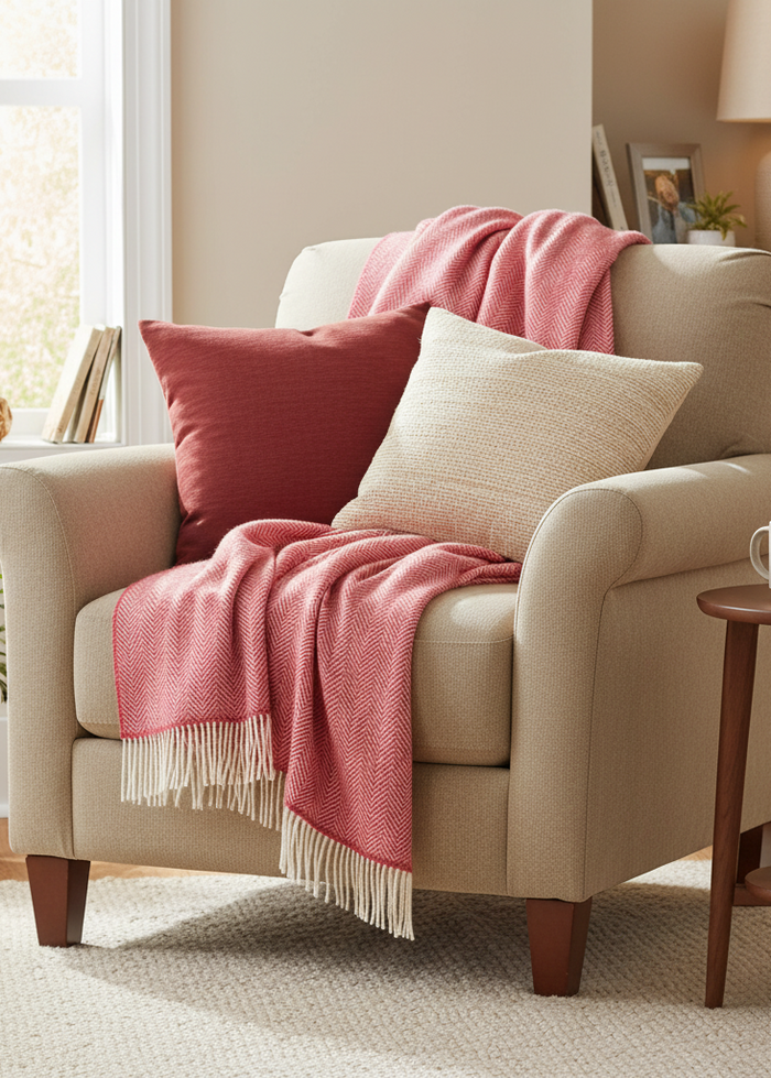 John Hanly Cashmere Throw | Dusty Pink Bubblegum