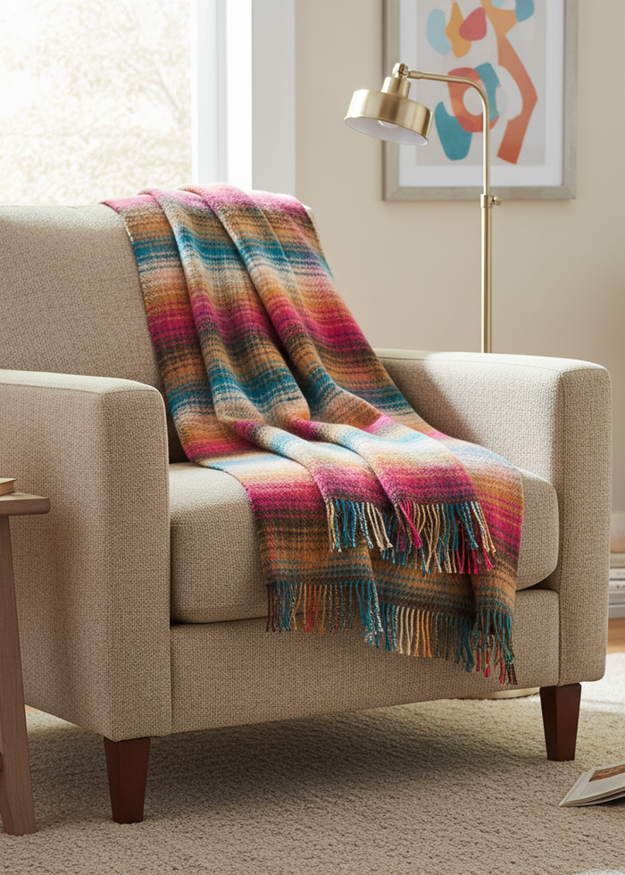 John Hanly Cashmere Throw | Multi Check