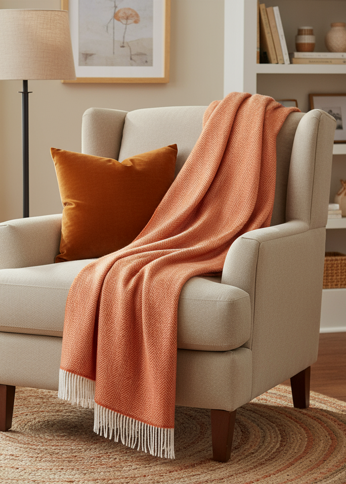 John Hanly Cashmere Throw | Orange Bronze