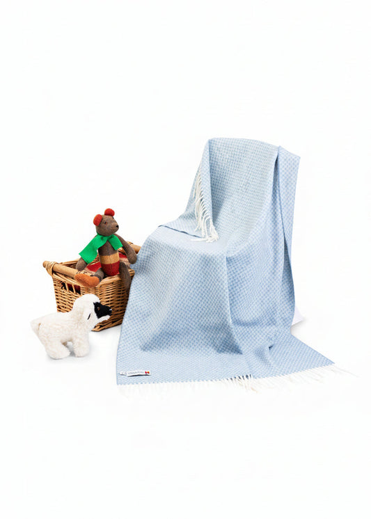 John Hanly Lambswool Baby Blanket | Blue