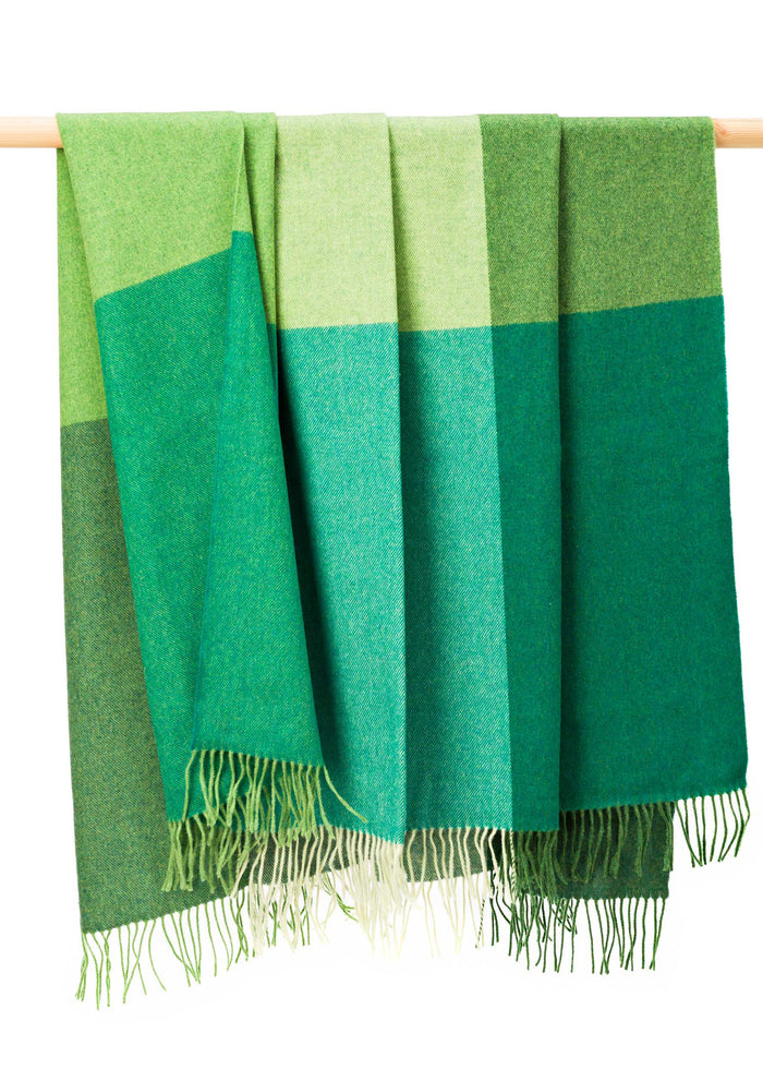 John Hanly Lambswool Throw | Green Block