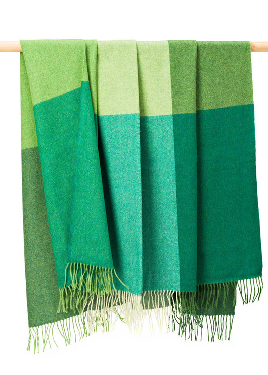 John Hanly Lambswool Throw | Green Block