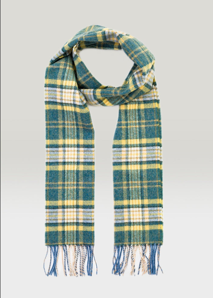 John Hanly Yellow Green Mix Check Scarf