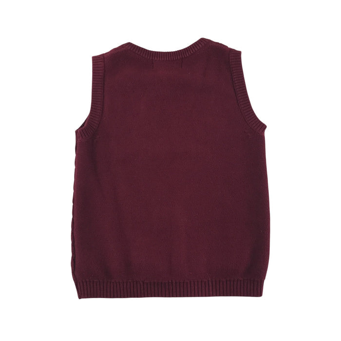 John Lewis 7-8 years burgundy cable knit v-neck vest jumper