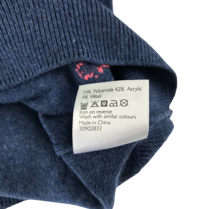 John Lewis festive jumper 11-12 years navy blue pink polka dot reindeer