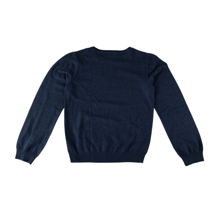 John Lewis festive jumper 11-12 years navy blue pink polka dot reindeer