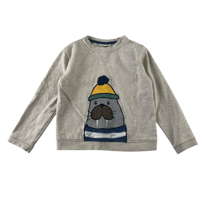 Jojo Maman Bebe 5-6 years grey sweater walrus cotton
