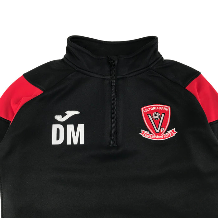 Joma 11-12 years black red half-zip sports top Victoria Park FC sweatshirt