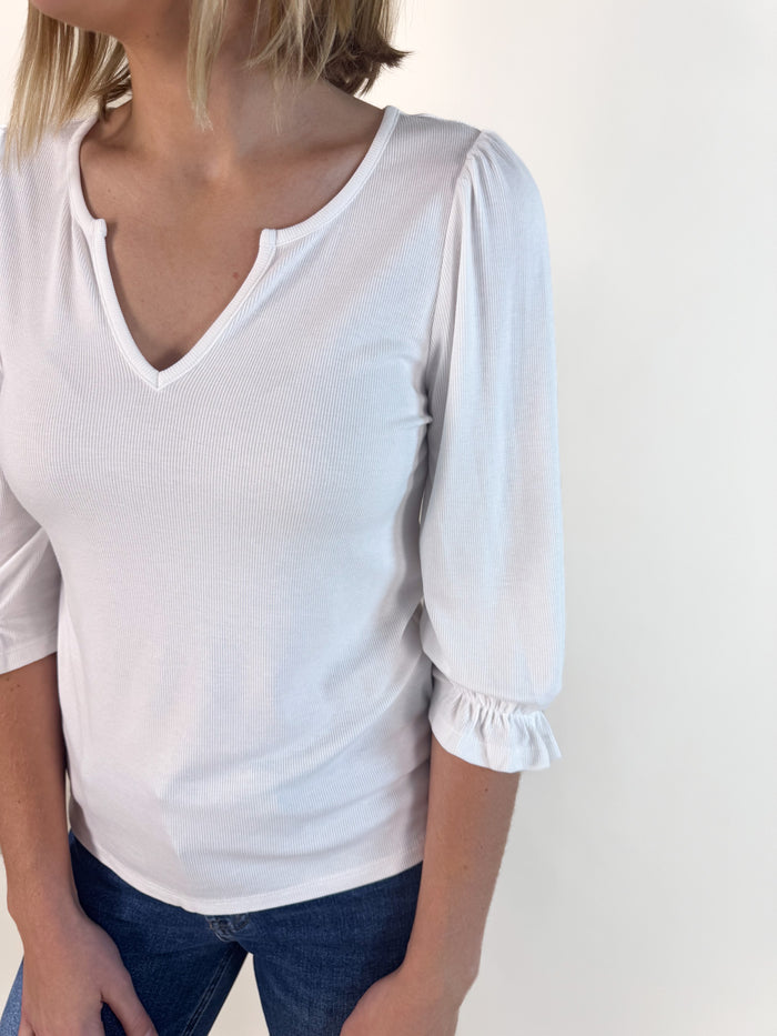 Kara Elbow Sleeve Cream Blouse