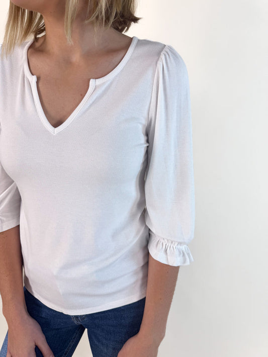 Kara Elbow Sleeve Cream Blouse