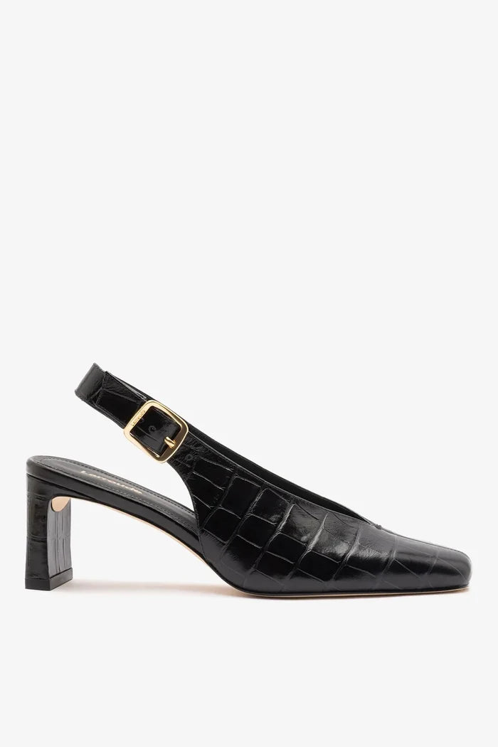 Katie Pump Black Crocodile-Embossed Patent Pump Larroudé