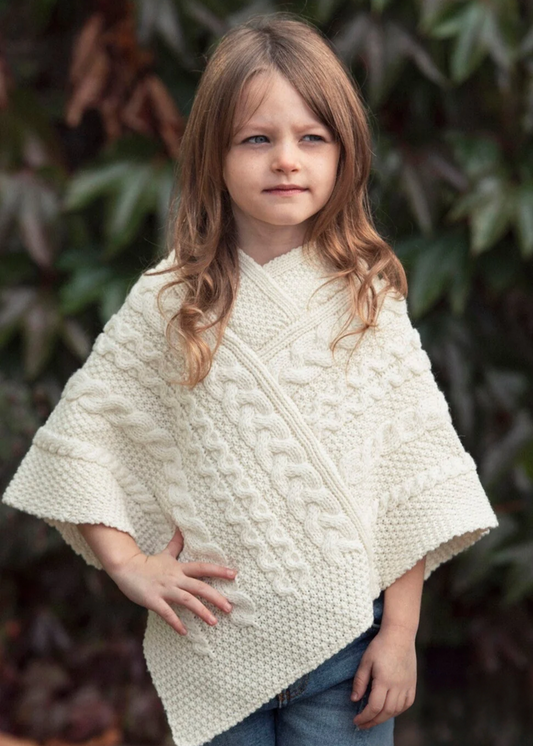 Kid's Aran Poncho | Natural