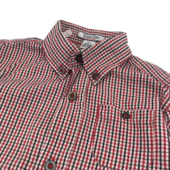 Kitestrings 4 years checked red and white shirt