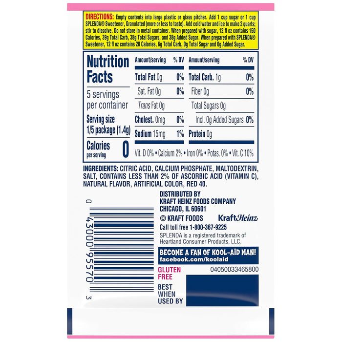 Kool-Aid Strawberry Unsweetened Drink Mix 0.14 oz - 192 Pack